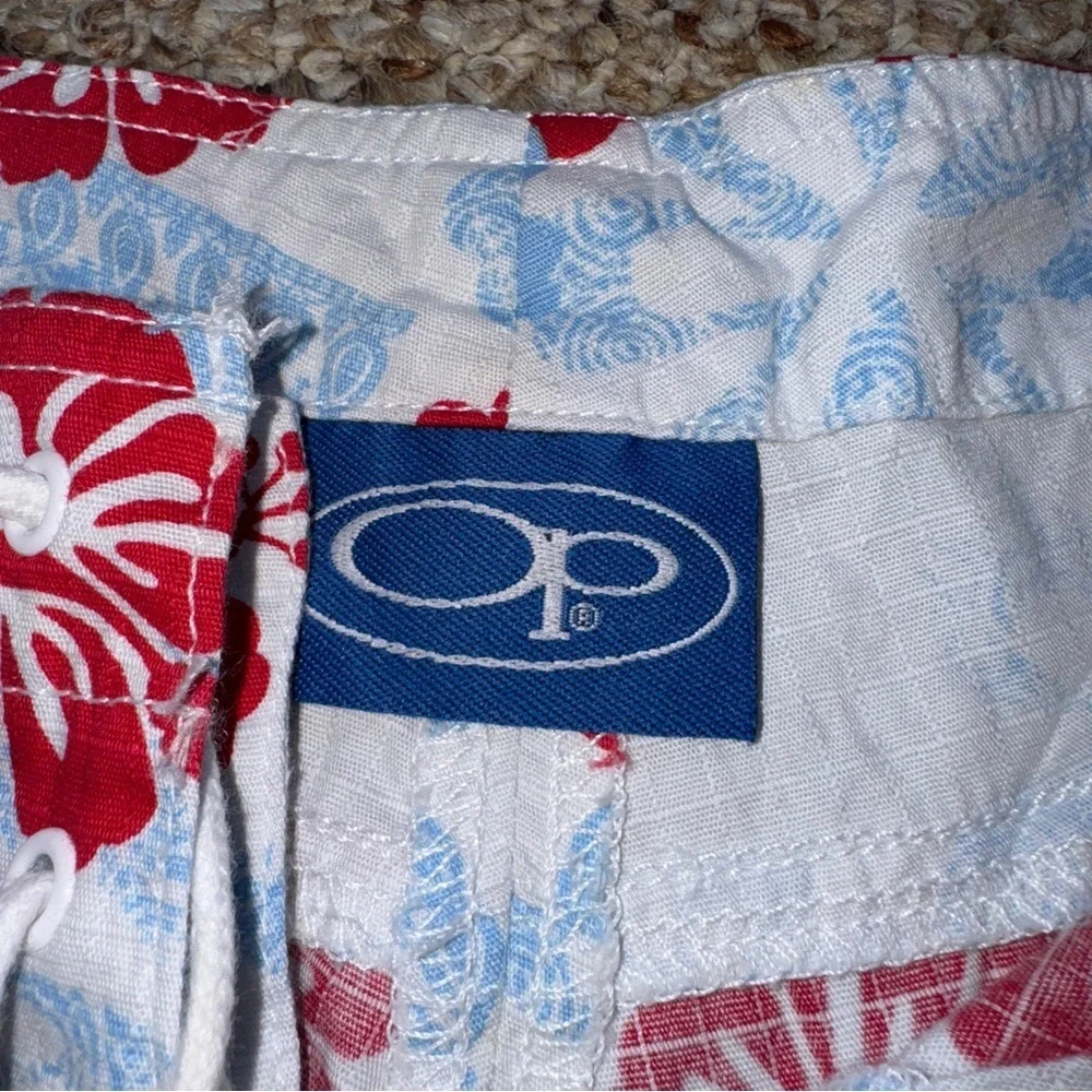 Vintage OP cotton floral summer beach swim shorts medium - Picture 4 of 6